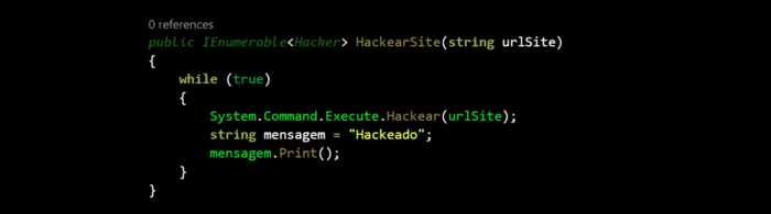 Imagem com fundo na cor preta mostrando os códigos de Testes de Segurança para QAs