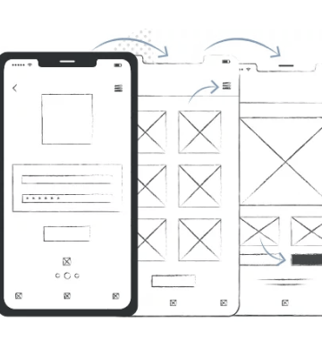 Illustration of smartphone screen designs.