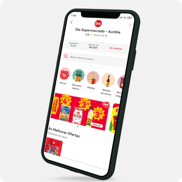 A smartphone displays the DIA section on iFood.