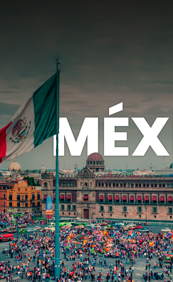 Foto com bandeira do México em destaque, acompanhada do texto 