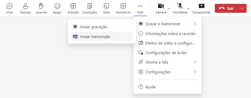 When the meeting ends, the transcription is available in the chat area of Teams (menu on the left). It can be downloaded in .docx and .vtt formats.