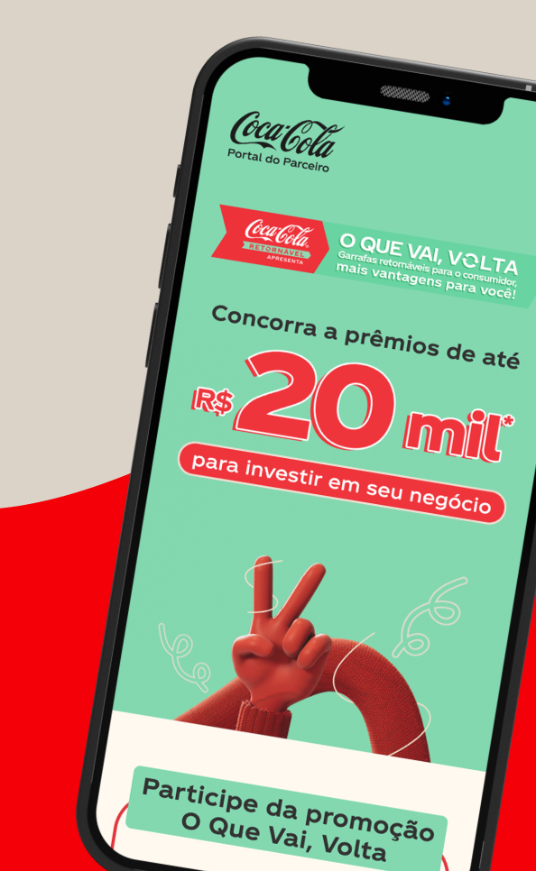 A imagem mostra um smartphone exibindo a tela da promoção.